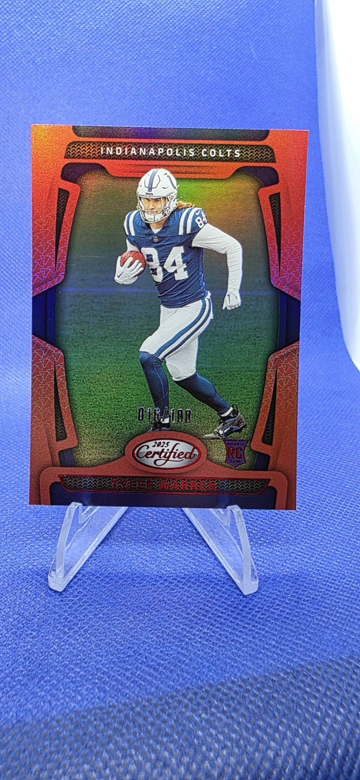 2025 Panini Certified #113 Tyler Warren RC Mirror Red 16/100 Indianapolis Colts