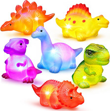 6 Packs Light-Up Floating Dinosaur Bath Toys Set, for Baby Toddler Nephew in Bir