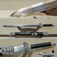30" Auspicious Ebony Sword Evil-warding Chinese Han Dynasty Jian T10 Steel Blade