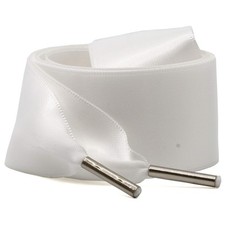 Satin Ribbon Shoe Laces 3CM Wide White Flat Silk Shoelaces with Metal Tips 49...