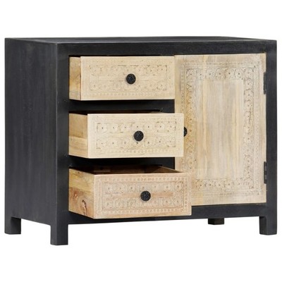 Side Cabinet Sideboard Living Room Furniture Hand Carved Solid Wood Mango vidaXL