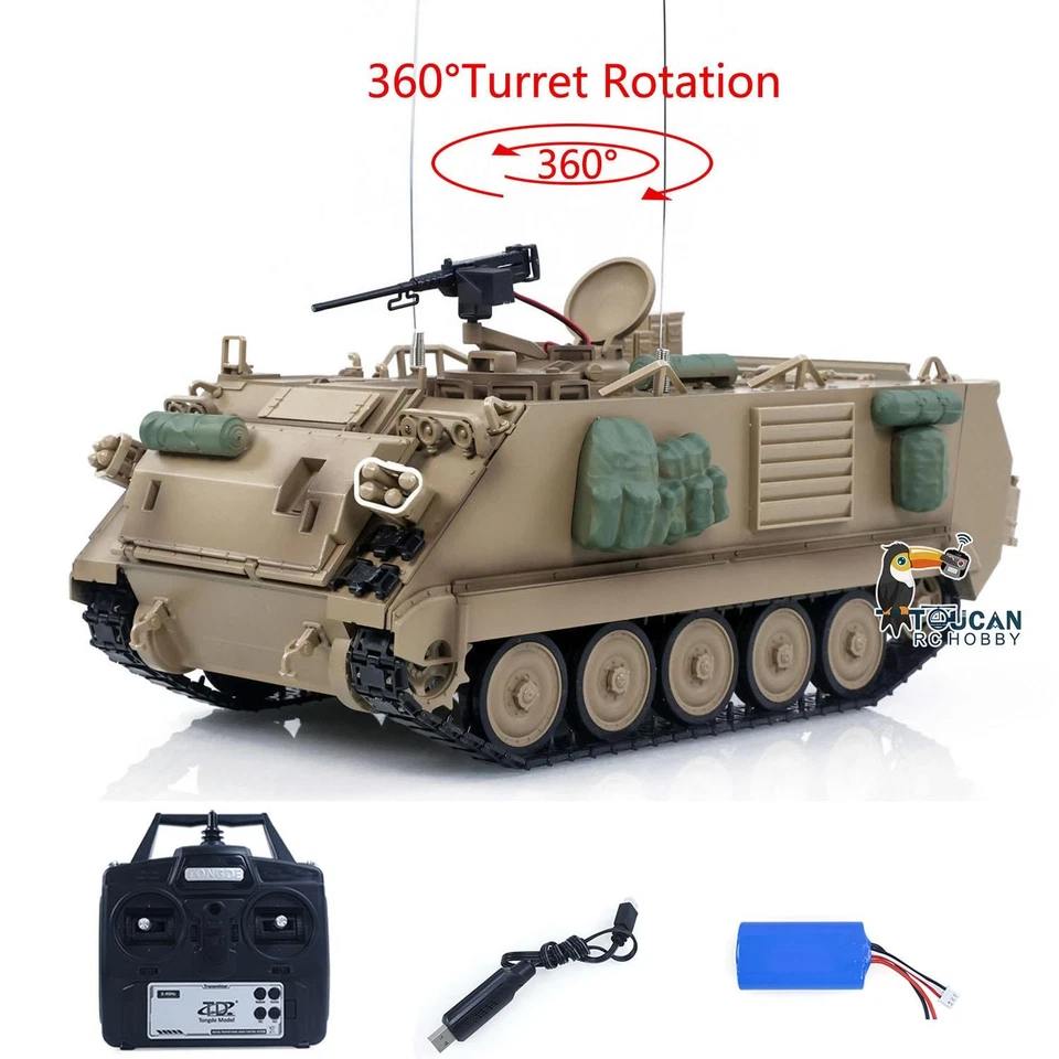 Tongde 1/16 RC Military Tank M2412-C M113A2 APC Turret Rotation 360 Degree LED - Image 2 of 4