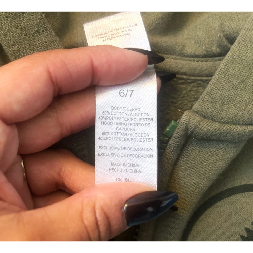 Sudadera con Capucha Cremallera Completa Dinosaurio Verde Parque Jurásico Niños Talla 6/7 Foto 4 de 4