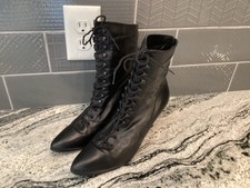 Black Leather Lace Up Historical Reenactment Boots Victorian 9.5 Goth Punk
