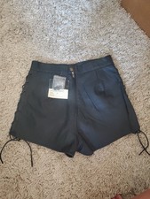 Shorts - Black Leather Shorts - USA Bikers Dream Apparel