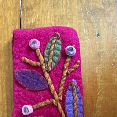 Rising Tide Pink Felt Zipper Makeup Bag Pouch Floral 