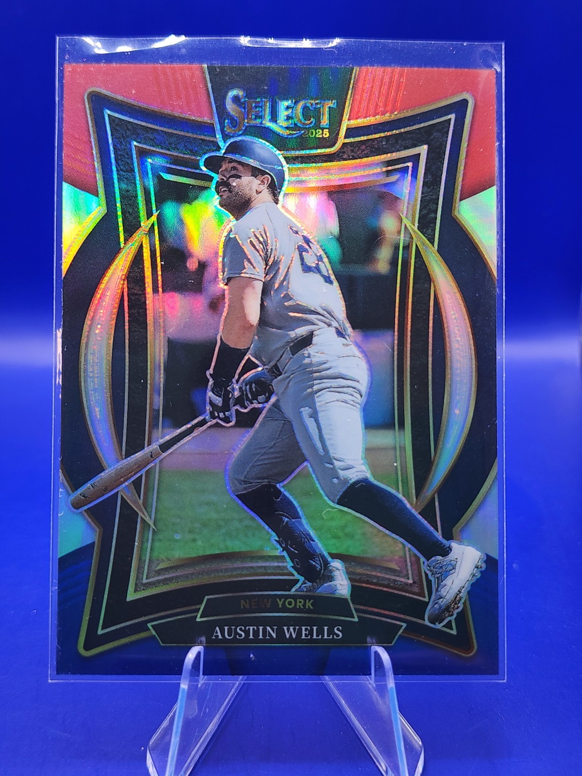 Austin Wells 2025 Panini Select #45 Red and Blue Prizms #/399