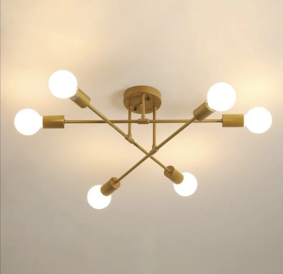 Kronleuchter, Lampe, Licht, Wohnzimmer, privat, modern, Gold  - Bild 1 von 4