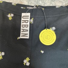 Urban Outfitters Black DAISY Embroidered Kick Flare Pants Size S