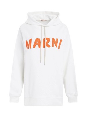 Logo Print Hoodie in Stone White