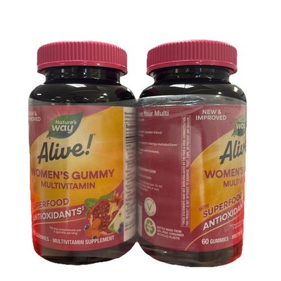 2-PACK Nature's Way Alive! Women's Gummy Multi-Vitamin 60ct Each Exp 10/2027