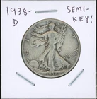 1938-D 90% Silver Walking Liberty Half Dollar, Low Mintage Semi-Key Date!