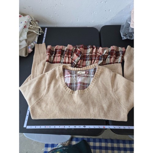 Entro Damen beige kariert Faux Lagenlook Pullover Größe Large Herbst neutral Academia - Bild 5 von 9