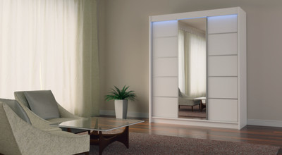 3 Sliding Doors Modern Mirrored Wardrobe Bedroom Furniture Mrma 180 Cm Ebay