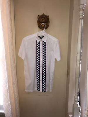 Love Moschino Men's Short Sleeve Check Racing Stripe Button Up - Main Image