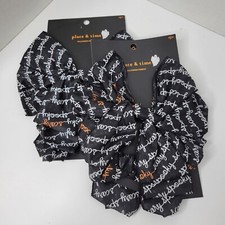 Pre-made Halloween Ribbon Bow Spooky Black White Orange Lot of 2