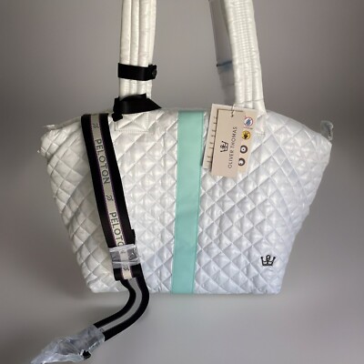Oliver Thomas Peloton Kitchen Sink Tote Gym Bag - White/Teal - NWT