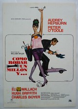 AUDREY HEPBURN HOW TO STEAL...movie press sheet Spanish 1977 E-TYPE JAG '60S ART