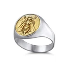 *Import Fees Paid 925 Silver Bee Coin Signet Classic Men's Ring Handmade Jewelry