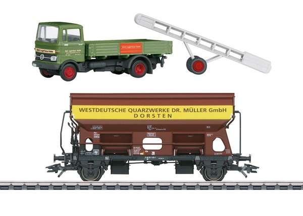 Märklin 46302 Wagen Westdeutsche Quarzwerke Mit LKW Und FöRderband Ep.Iv HO NEU-image