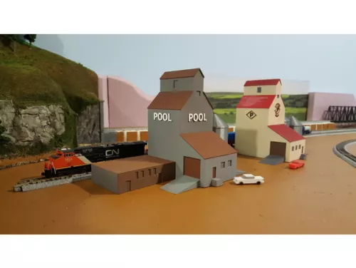FARM Set Cluster with (2) Grain Elevator Buildings (5) Grain Silo  Z Scale 1:220