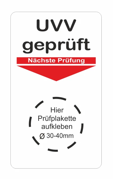UVV geprüft Grundplaketten - Plaketten - Unterlage - Prüfplaketten 5215