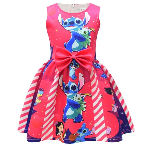 Lilo and Stitch Girls' Sleeveless Folded Bow A-line Dress for 3-10 Years Old - Picture 8 of 63