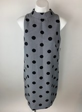 NEW Tahari Black White Houndstooth Polka Dot Shift Aline Mock Neck Dress 128$
