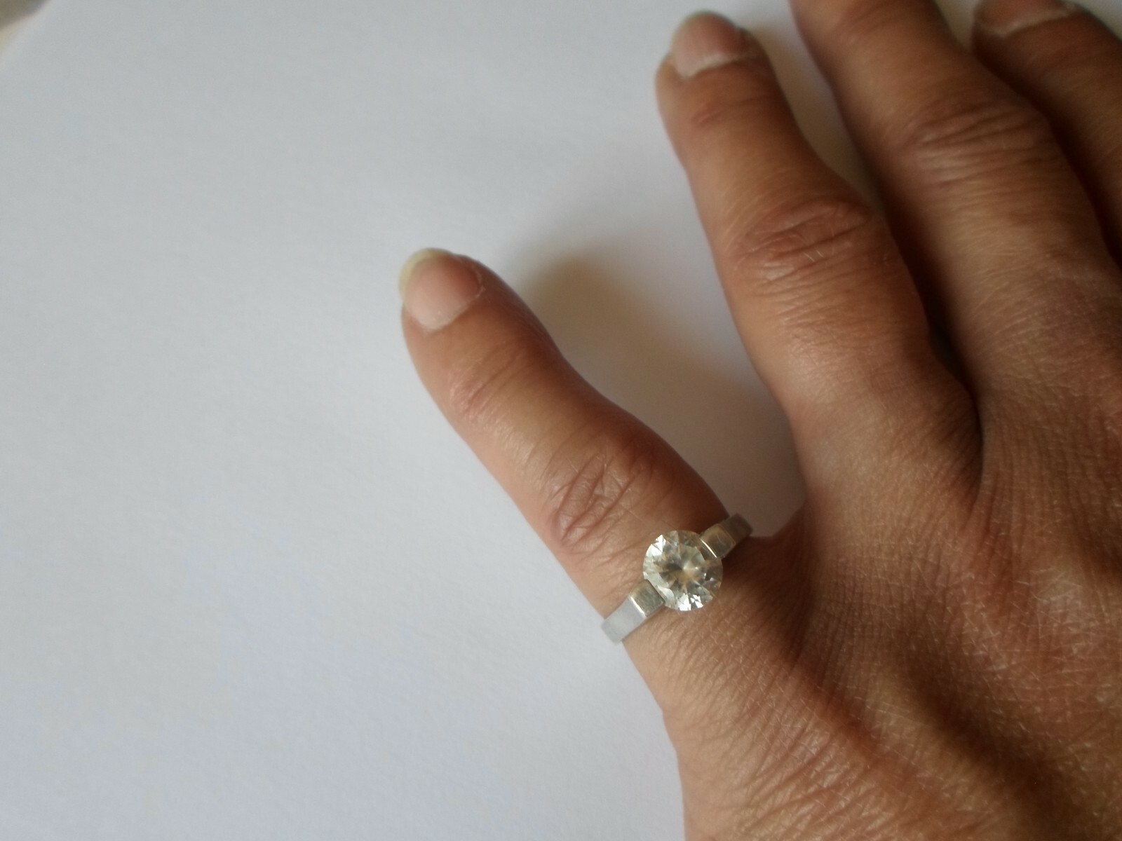 solid silver ring, solitaire, zirconium, s. 50 - image 1