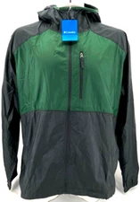 NEW Columbia Flash Forward Green Grey Windbreaker Hood Full Zip Jacket Men's XL