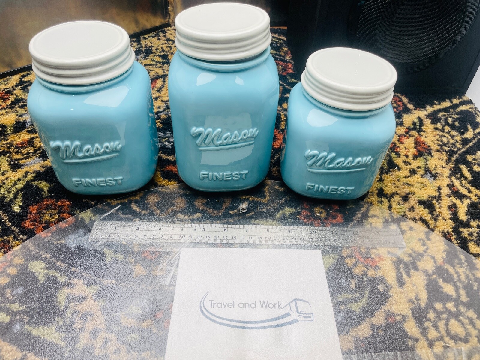 Mason Jar Kitchen Canister Set of 3 Canisters Large Round Ceramic Sets for for sale online eBay