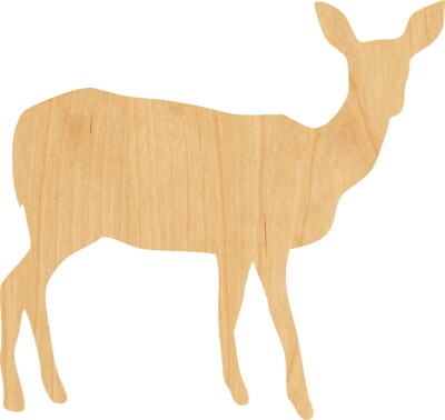 Doe 1 Laser Cut Out Wood Shape Craft Supply - Woodcraft Cutout