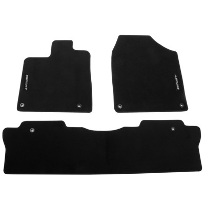 For 17-25 Honda Ridgeline Black Nylon Floor Mat Carpet Non-slip with White Sport