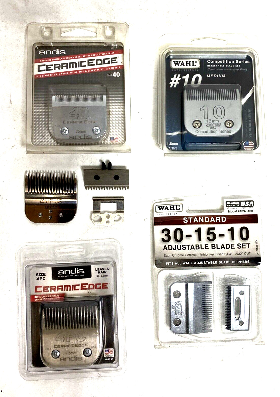 5 blade Bundel~ 2 WAHL & 3 Andis Hair Clipper Blades Barber 