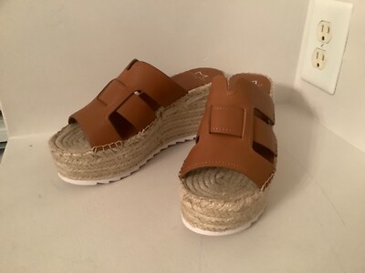 Marc Fisher LTD Robbyn Espadrille Wedge Sandal Dnale brown size new 