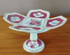 Camille Naudot French Antique Porcelain Tidbit Cake Footed Plate Dish Early 1900