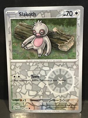SLAKOTH 160/193 Reverse Holo Scarlet Paldea Evolved Pokemon TCG Card NM ...