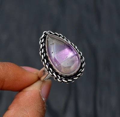 Bague bijou en argent sterling 925 pierre précieuse améthyste taille 8,5 - Photo 1/4