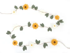 Felt Daisy Sunflower Garland - Flower Party Wall Hanging Decorations,Bohemian...