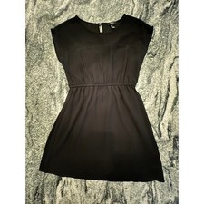 Forever 21 Chiffon Cap-Sleeve Mini Dress in Black - Size Small