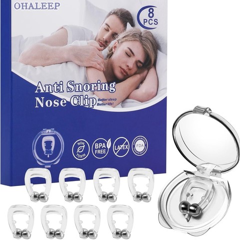 Anti Snoring Devices(8 Pack), Silicone Magnetic Stop Snoring Solution Nose Clip