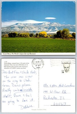 Grand Mesa Colorado Postcard 1986 World's Largest Flat Top Mountain View