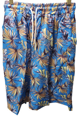 Ciormis Men's Quick Dry Hawaiian Beach Shorts with Pocket, Leaves Floral, 3XL