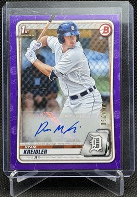 2020 Bowman Ryan Kreidler #PA-RK Purple /250 1st Bowman Autograph Twins RC