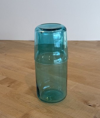 Jonathan Adler BIBA Blue Glass Tumble Up Bedside Carafe Set