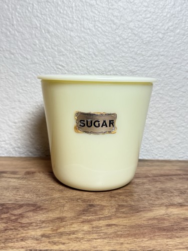 Vintage McKee Ivory Custard Glass Vaseline Glows Sugar Canister Jar With Lid - Picture 2 of 12