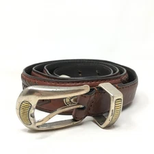 Fossil Ranger Belt Mens Size 40 Brown Woven Grain Leather Medallions Vintage