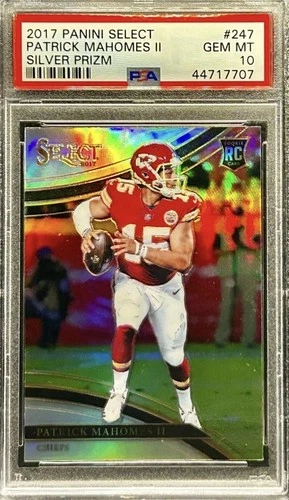2017 PANINI SELECT PATRICK MAHOMES SILVER PRIZM #247 PSA 10 FIELD LEVEL ROOKIE