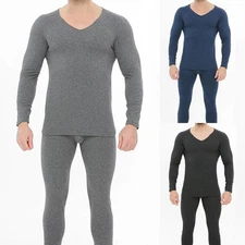 Mens Thermal Underwear Set Fleece Lined Soft Long Johns Base Layer Top & Bottom
