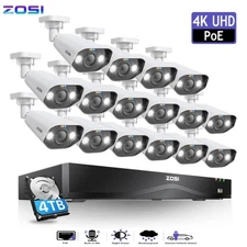 ZOSI 16CH 8MP 4K IP POE Security Camera System 4TB HDD AI Detect Two-Way Audio